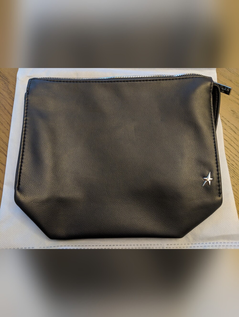 Mugler Black Zip Pouch with Star Accent